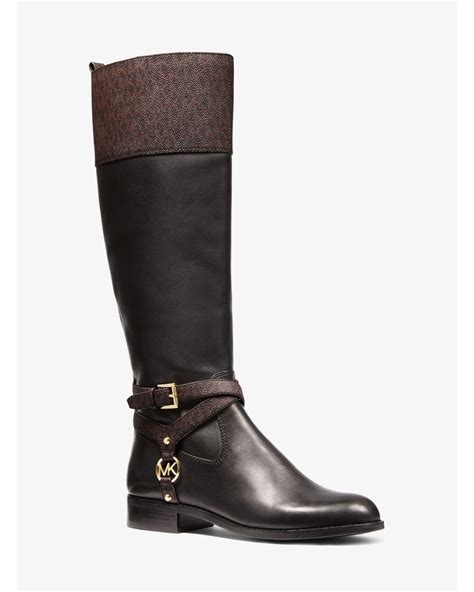 michael michael kors preston two-tone leather boot brown 9|Michael Kors Preston Two.